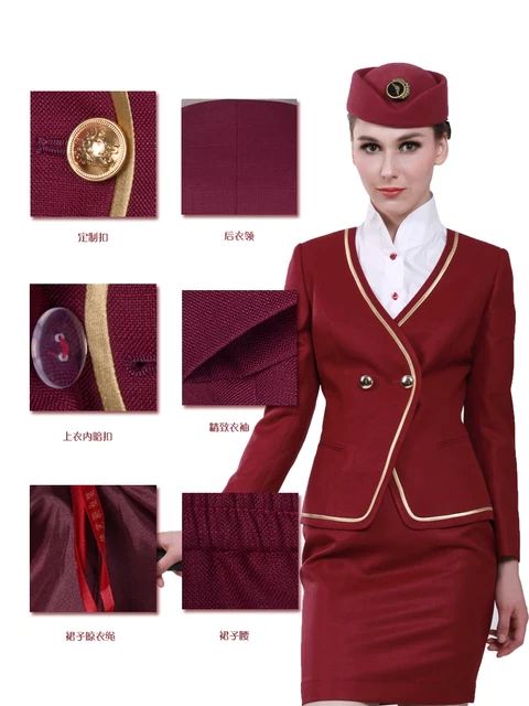 Female flight attendant in professional dress uniform