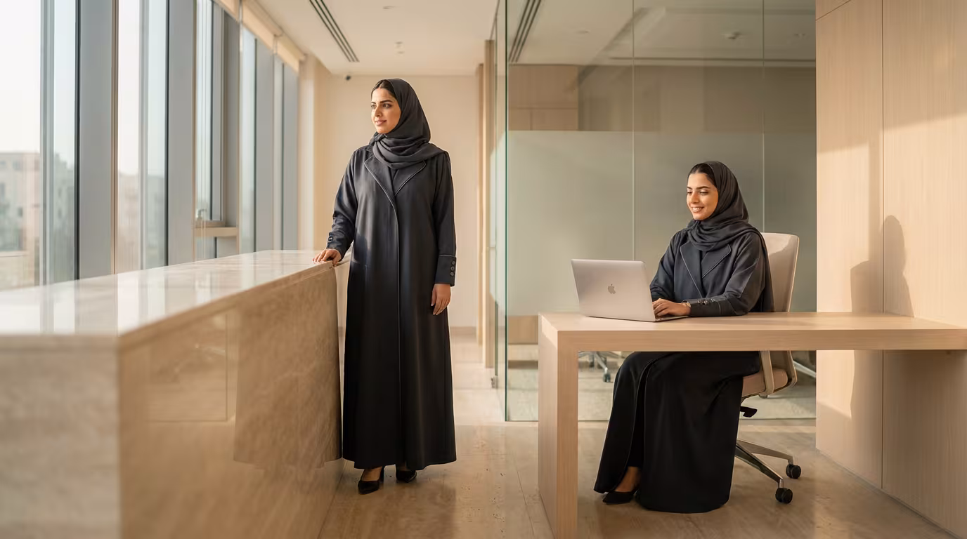 Corporate Abaya for Work in Saudi Arabia: Branded, Tailored and Office-Ready